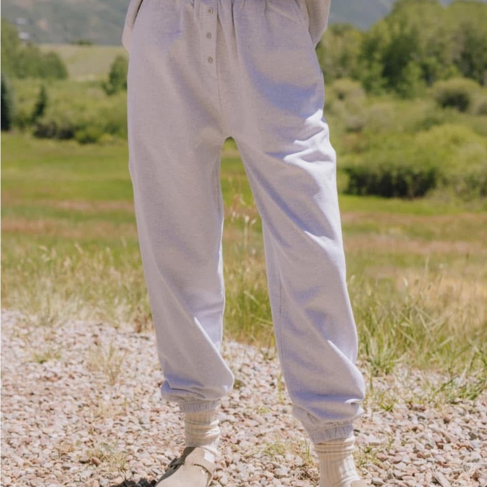 Daily Drills Light Gray fleece Henley Jogger Pants